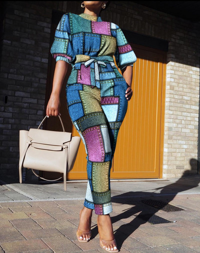 Ležerna košulja kratkih rukava Komplet hlača Uredska dama Proljeće Jesen Bluza s printom Hlače na vezanje Dvodijelni komplet Ženska odjeća 2023. Topovi