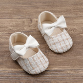 Cipele za bebe Cipele za djevojčice Cipele za princeze Dojenčad Mala djeca Neklizajuće Ravni mekani potplat Pamučna guma Slatka mašna s čvorovima Prvi hodači Novorođenče