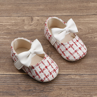 Cipele za bebe Cipele za djevojčice Cipele za princeze Dojenčad Mala djeca Neklizajuće Ravni mekani potplat Pamučna guma Slatka mašna s čvorovima Prvi hodači Novorođenče