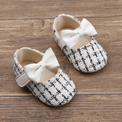 Cipele za bebe Cipele za djevojčice Cipele za princeze Dojenčad Mala djeca Neklizajuće Ravni mekani potplat Pamučna guma Slatka mašna s čvorovima Prvi hodači Novorođenče