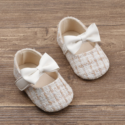 Cipele za bebe Cipele za djevojčice Cipele za princeze Dojenčad Mala djeca Neklizajuće Ravni mekani potplat Pamučna guma Slatka mašna s čvorovima Prvi hodači Novorođenče