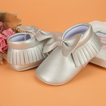 Новородени бебета, момичета, модни обувки с панделка за първи проходилки, гумени подметки, противоплъзгащи обувки за бебешко креватче
