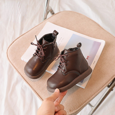 Lielbritānijas stila rāvējslēdzējs bērnu modes platforma Vienkārša bērnu ikdienas īsi zābaki ar apaļu purngalu Klasiski japāņu zēnu un meiteņu zābaki