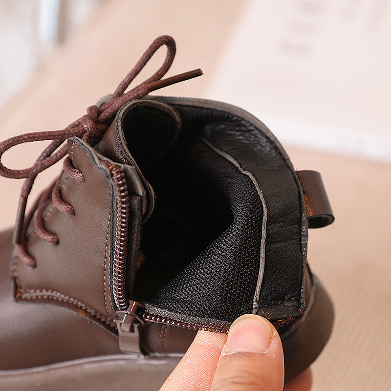 Britský štýl Zips Detská móda Platforma Jednoduché detské ležérne krátke čižmy s okrúhlou špičkou Klasické japonské chlapčenské a dievčenské čižmy