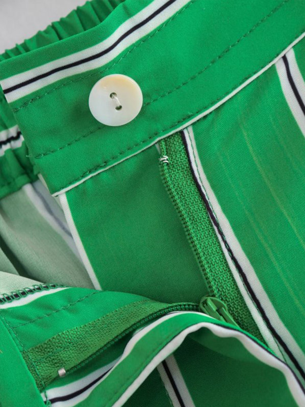 KJMYYX Kompleti hlača za žene 2023., modna široka bluza sa zelenim prugama, ženske ležerne košulje dugih rukava + široke hlače visokog struka