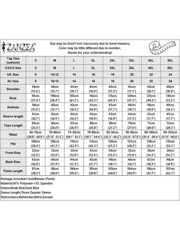 2023 ZANZEA Moda de vară Solid 3/4 mâneci bluză pantaloni costume largi urbane trening pantaloni seturi seturi două piese ținute femei