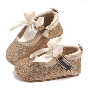 Бебешки обувки за момичета Гумени меки подметки Нехлъзгащи се Пролет Есен Пеперуден възел Мода Новородени Корабли Първи проходилки Обувки за принцеса