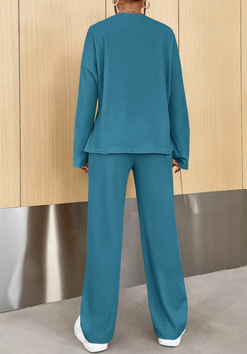 Set două piese pentru femei 2023, toamnă iarnă, sport largi, ținute casual, pulover, tricou, topuri și pantaloni cu picioare largi, îmbrăcăminte pentru femei