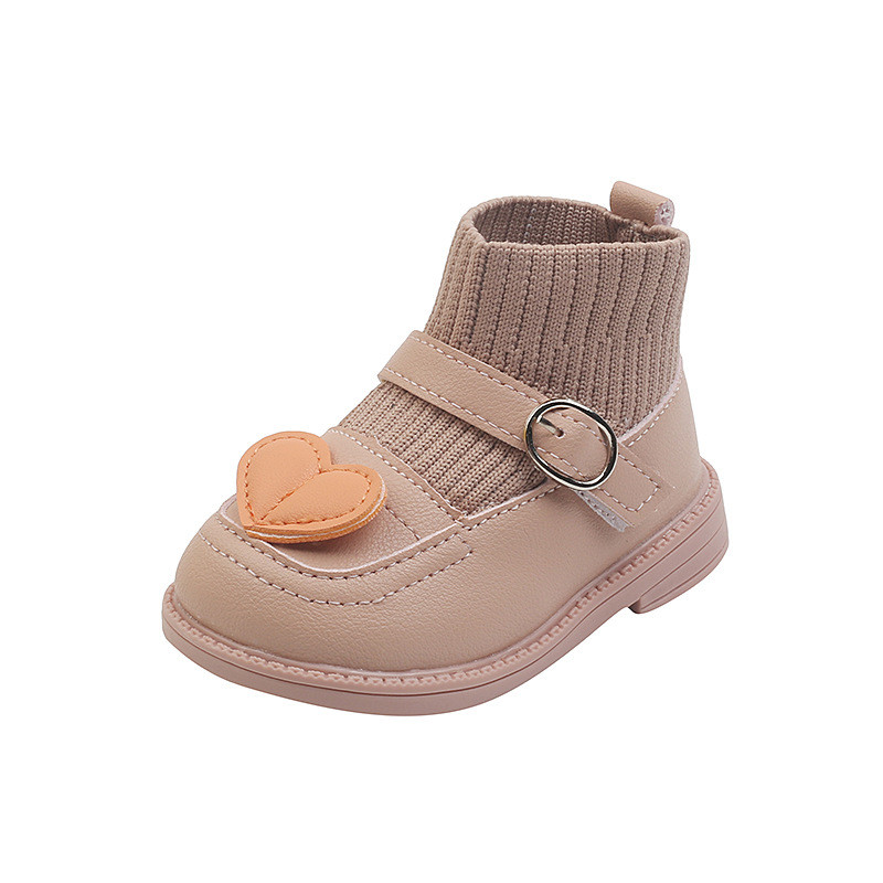 Zimné detské topánky 2021 pre deti v tvare srdca pre dievčatká od 1 do 3 rokov, ležérne pletené čižmy, ponožkové topánky pre batoľatá a dievčatá E09253