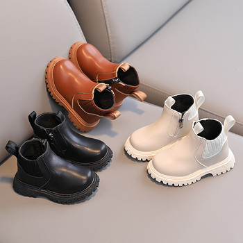 2023 Νέες βρεφικές κοντές μπότες φθινοπωρινής μόδας για αγόρια βρετανικού στυλ Μονές μπότες για κορίτσια Δερμάτινες μπότες με πλεκτό σχέδιο