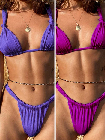 Miyouj Pleasted Bikinis Colaless Swimsuit Triangle Bikini Set Γυναικεία μαγιό Halter Μαγιό Επίδεσμος Βραζιλίας