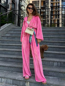 Jachetă cardigan Pulover cu talie elastică Set de pantaloni ocazional pentru femei Toamna 2023 Casaul Pantaloni largi Hanorac Trening din catifea