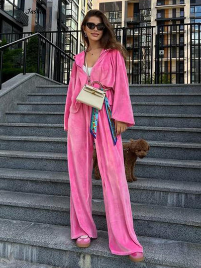 Jachetă cardigan Pulover cu talie elastică Set de pantaloni ocazional pentru femei Toamna 2023 Casaul Pantaloni largi Hanorac Trening din catifea