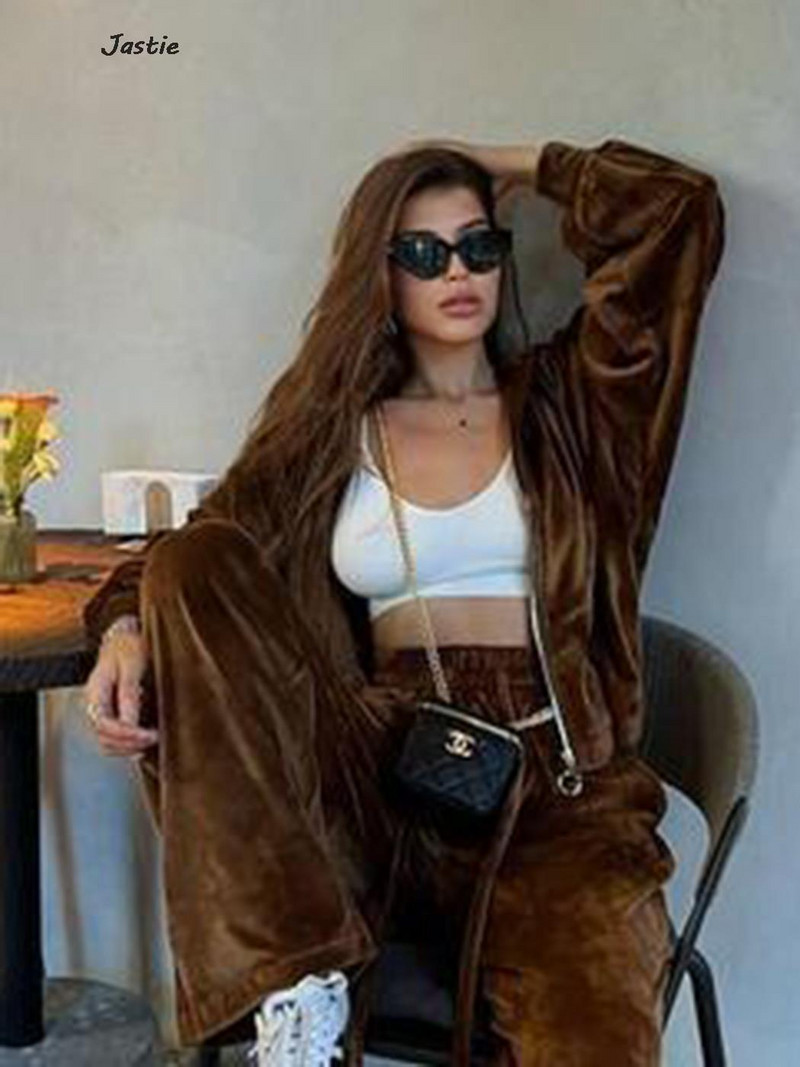 Jachetă cardigan Pulover cu talie elastică Set de pantaloni ocazional pentru femei Toamna 2023 Casaul Pantaloni largi Hanorac Trening din catifea