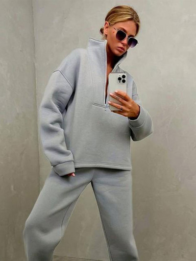 Naiste ülisuur spordidress, kaheosalised komplektid fliisist pooltõmblukuga kampsun, pükskostüüm 2022. aasta sügisene naiste kapuuts, spordirõivaste kostüümid