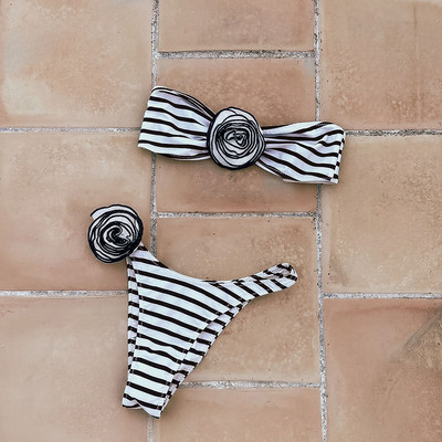 Seksikas kaheosaline naiste lilleline pits, 2023 Push-Up polsterdatud rinnahoidja, must bikiinikomplekt ujumistrikoo Ujumisriided ujumisriided rannariided bikiinid