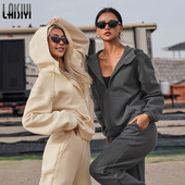 LAISIYI Ženske ležerne trenirke Sportski set od 2 komada Trenirke s kapuljačom Hlače Odijelo Trenirke Puloveri Široki sportski kompleti