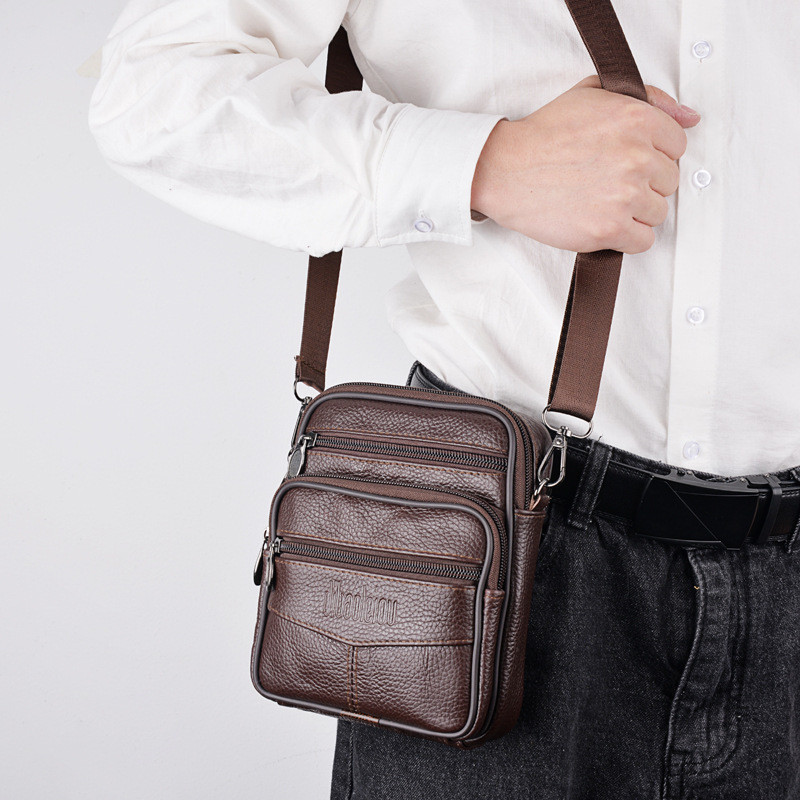 Vyriški natūralios odos kryžminiai pečių krepšiai Aukštos kokybės Tote Fashion Business Man Messenger Bag odiniai krepšiai fanny pack