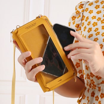 Чанта за телефон със сензорен екран Чанти през рамо Дамски RFID многофункционален портфейл през рамо Мини дамска чанта Мобилен портфейл Картодържател Нов