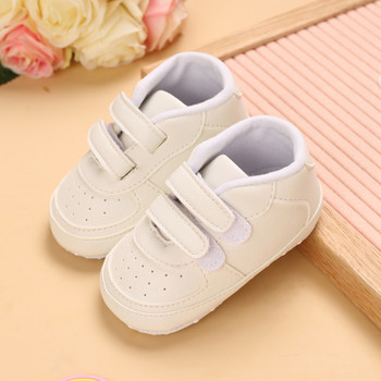 Бяла детска пролетна обувка Новородени момичета и момчета Кръщене за развлечение Нехлъзгаща се обувка за ходене Маратонки с мека подметка Prewalker