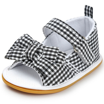Letné dievčenské topánky pre dievčatá s mašľou, pruhmi a protišmykovou mäkkou gumenou podrážkou, novorodenecké, prvé chodítka, postieľka, detské letné sandále