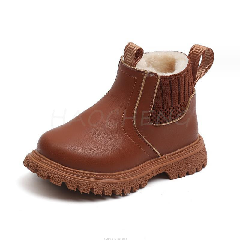 Jesen Zima Novo pamučne čizme za djevojčice u engleskom stilu Dječje jednobojne plišane tople čizme Dječje modne kratke čizme s patentnim zatvaračem sa strane