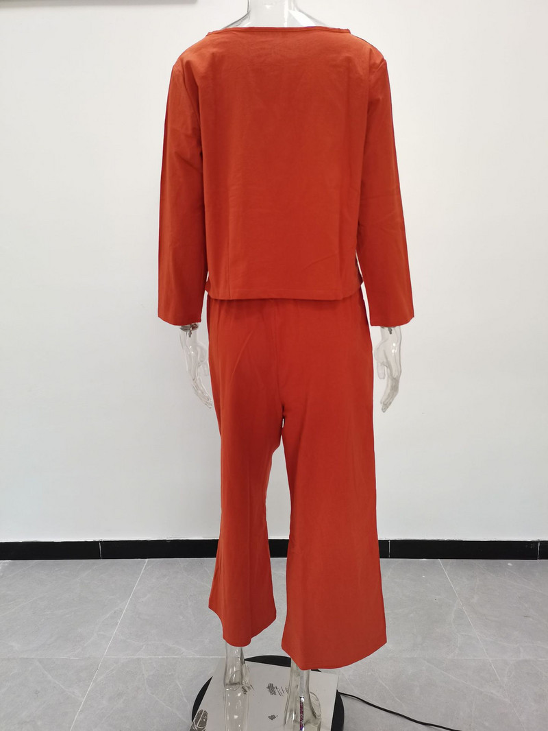 2023. Prekogranični novi proizvod Ležerni komplet velikih veličina za Europu i Ameriku Široki jednobojni dvodijelni set košulja i hlača