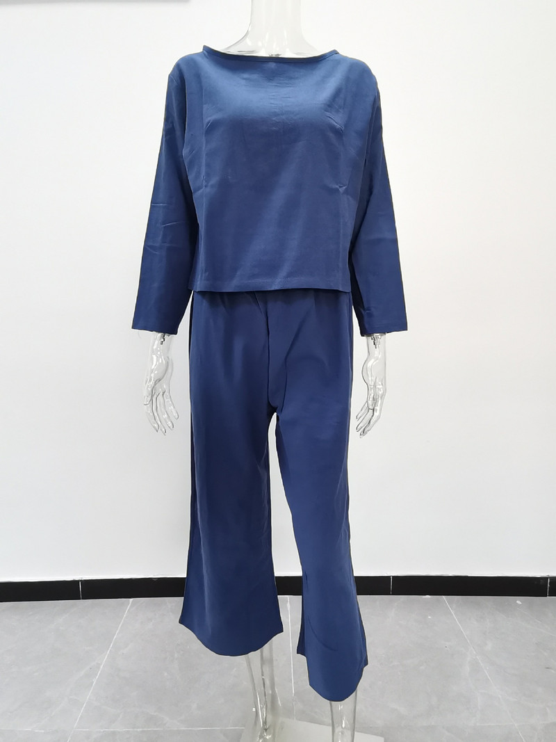 2023. Prekogranični novi proizvod Ležerni komplet velikih veličina za Europu i Ameriku Široki jednobojni dvodijelni set košulja i hlača