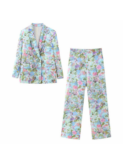 TELLHONEY naiste moekas esiosa kaherealine bleiser jakk elastne vöökoht laia säärega püksid, naiste vabaaja trükised, kaheosalised komplektid