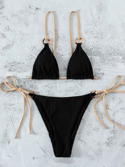 Seksikas bikiinikomplekt 2023, armas valge sõrmus, ühendatud kolmnurkse lipsuga, küljega, kolmnurgaga, biquini ujumistrikoo, naiste ujumisriided