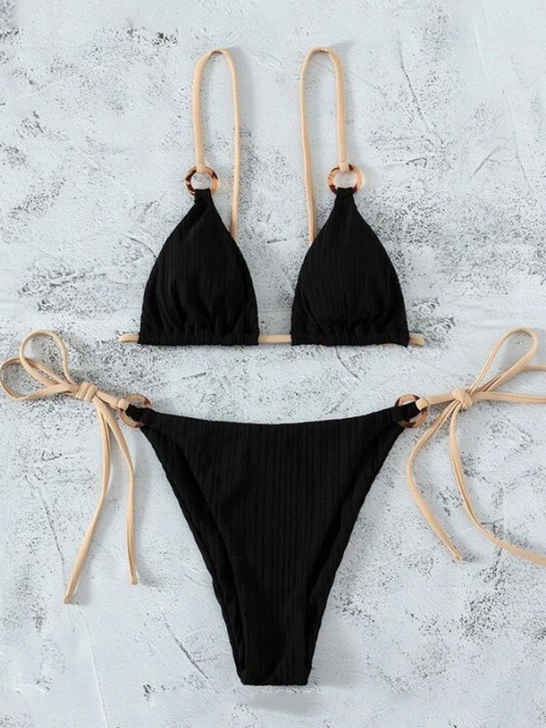 Seksikas bikiinikomplekt 2023, armas valge sõrmus, ühendatud kolmnurkse lipsuga, küljega, kolmnurgaga, biquini ujumistrikoo, naiste ujumisriided