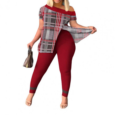 Ljetni ženski set majica i hlača s geometrijskim printom s podijeljenim porubom 2023 Femme kratkih rukava Ležerna odijela Ženska odjeća Y2k dvodijelni set