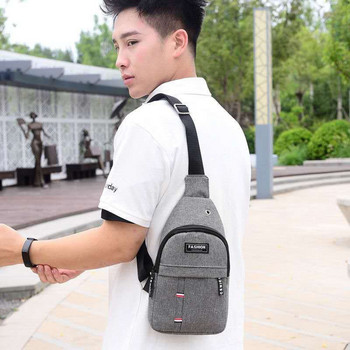 Нова мъжка чанта за гърди Нова найлонова многофункционална чанта за през тялото Модна корейска универсална мъжка чанта за гърди с едно рамо