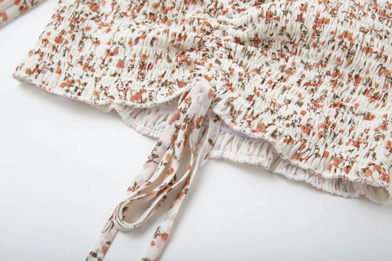 Ženska košulja Ženska ljetna dvorišna retro četvrtasta kragna Kratke plisirane bluze Ženska europska američka majica H9183