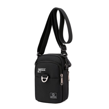 Модна 3-пластова мъжка малка чанта за през рамо Висококачествена издръжлива найлонова мъжка чанта Преносима чанта с капак Мини чанта за кръста