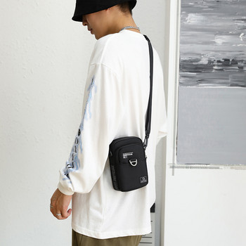 Модна 3-пластова мъжка малка чанта за през рамо Висококачествена издръжлива найлонова мъжка чанта Преносима чанта с капак Мини чанта за кръста