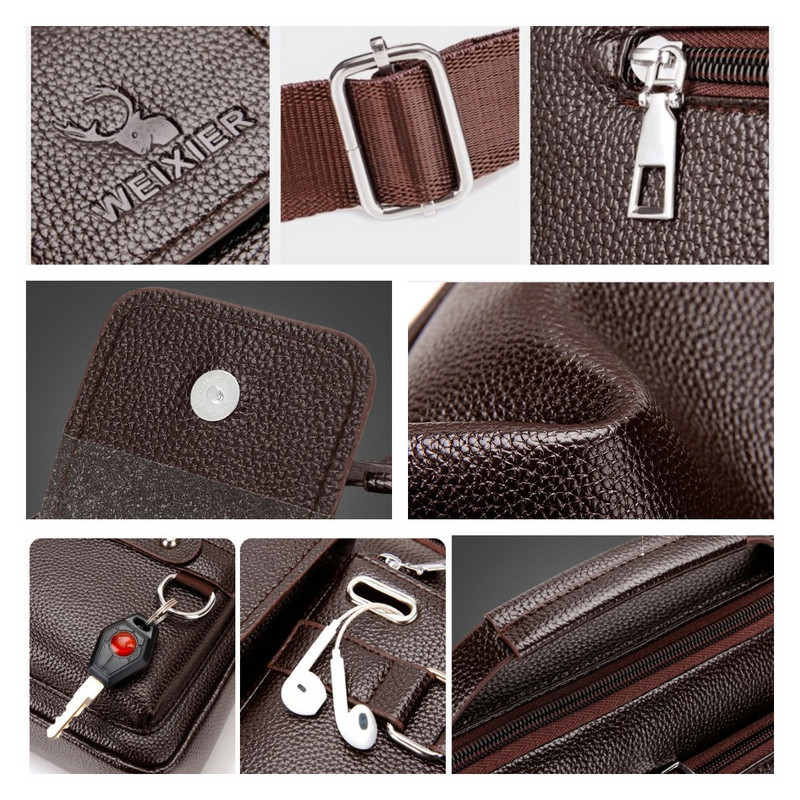 Meeste vargusvastased PU-nahast õlakotid veekindlad ärikäekott Reisikott Crossbody Cross body Messenger Bag Pack meestele