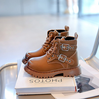 Krátke čižmy pre dievčatá a chlapcov, nové jarné a jesenné, žlté, všestranné, mäkké, detské, módne, členkové čižmy s prackou, jednoduché, v britskom štýle