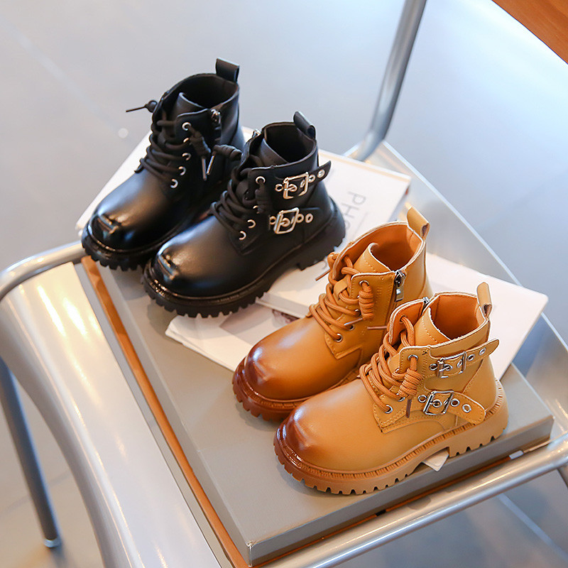 Krátke čižmy pre dievčatá a chlapcov, nové jarné a jesenné, žlté, všestranné, mäkké, detské, módne, členkové čižmy s prackou, jednoduché, v britskom štýle