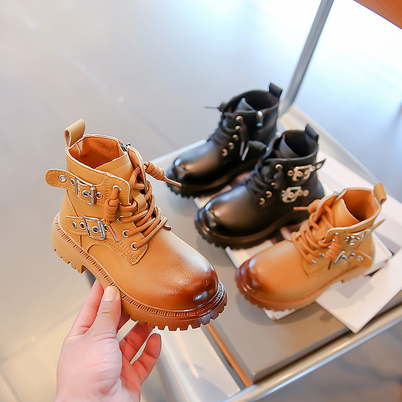 Krátke čižmy pre dievčatá a chlapcov, nové jarné a jesenné, žlté, všestranné, mäkké, detské, módne, členkové čižmy s prackou, jednoduché, v britskom štýle