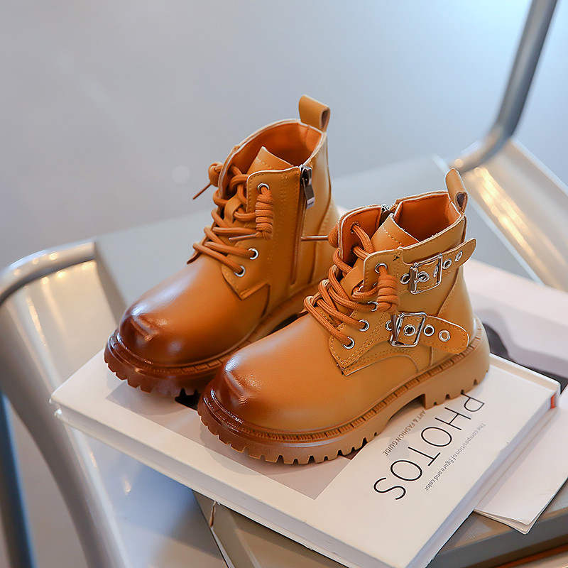 Krátke čižmy pre dievčatá a chlapcov, nové jarné a jesenné, žlté, všestranné, mäkké, detské, módne, členkové čižmy s prackou, jednoduché, v britskom štýle