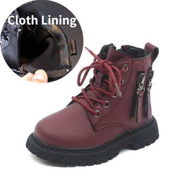 Cizme din piele copii Toamna Pantofi baieti Cizme moderne Iarna calda Cizme copii Pantofi Cizme fete Moda PU Fermoar dublu