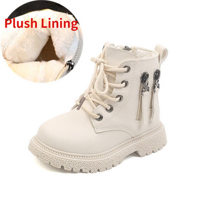 Cizme din piele copii Toamna Pantofi baieti Cizme moderne Iarna calda Cizme copii Pantofi Cizme fete Moda PU Fermoar dublu