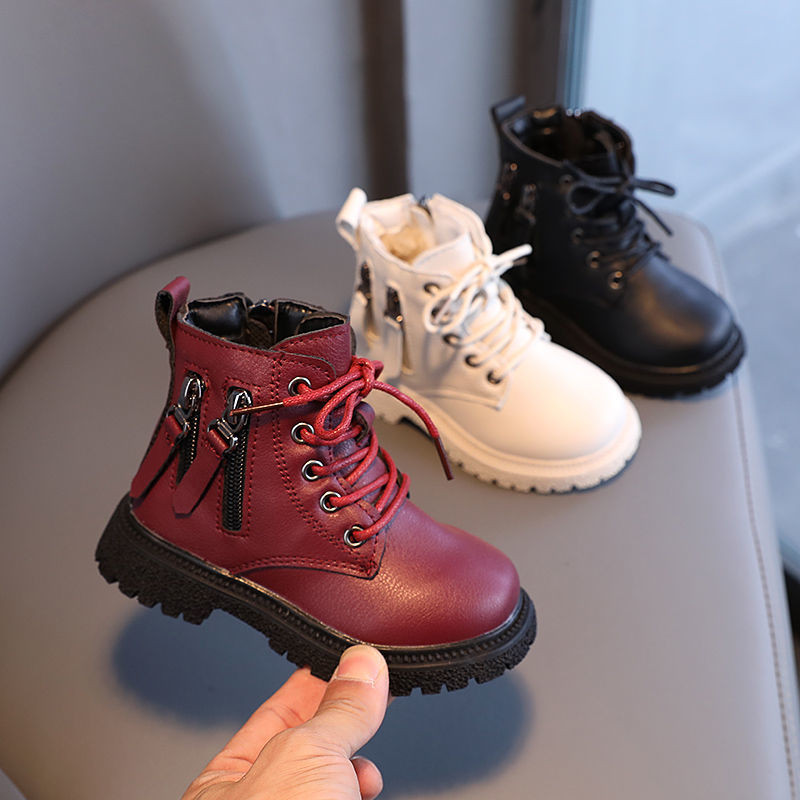 Dječje kožne čizme Jesenske cipele za dječake Moderne čizme Tople zimske dječje gležnjače Tenisice Čizme za djevojčice Modni PU dvostruki patentni zatvarač