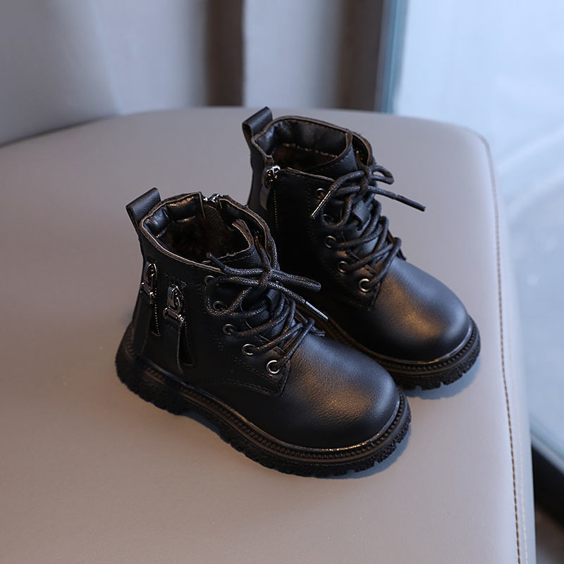 Dječje kožne čizme Jesenske cipele za dječake Moderne čizme Tople zimske dječje gležnjače Tenisice Čizme za djevojčice Modni PU dvostruki patentni zatvarač