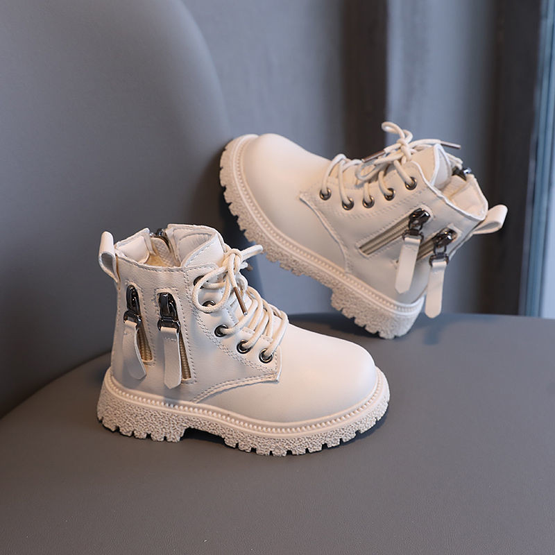 Dječje kožne čizme Jesenske cipele za dječake Moderne čizme Tople zimske dječje gležnjače Tenisice Čizme za djevojčice Modni PU dvostruki patentni zatvarač