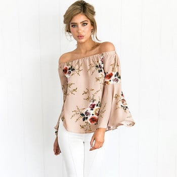 Μόδα γυναικεία μπλούζα Off Shoulder Top Strapless Sashes Μακρυμάνικο πουλόβερ Μπλούζες Casual καλοκαιρινά πουκάμισα 2019 νέο στυλ