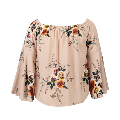 Moodne naiste pluus õlgadeta õlavarrukatega, pikkade varrukatega pullover vabaaja pluusid 2019. aasta suvesärgid, uus stiil