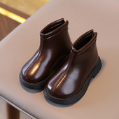 Botines Jesenske nove dječje čizme Jednobojne cipele za djevojčice s mekanim potplatom Britanske kožne čizme za dječake Modne neklizajuće gležnjače za djevojčice Botas