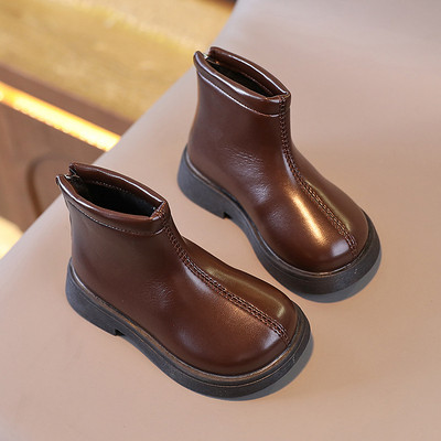 Botines Jesenske nove dječje čizme Jednobojne cipele za djevojčice s mekanim potplatom Britanske kožne čizme za dječake Modne neklizajuće gležnjače za djevojčice Botas